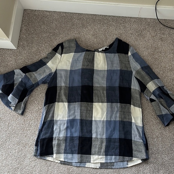 Ro & De Tops - Blue Checkered Blouse